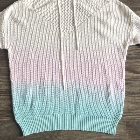 Anthropologie Ombré Sweater Hoodie Pink Blue Large Cotton Blend Pullover - Picture 3 of 14